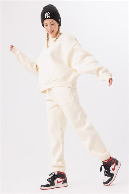 Kadın Jogger Krem Eşofman Altı
