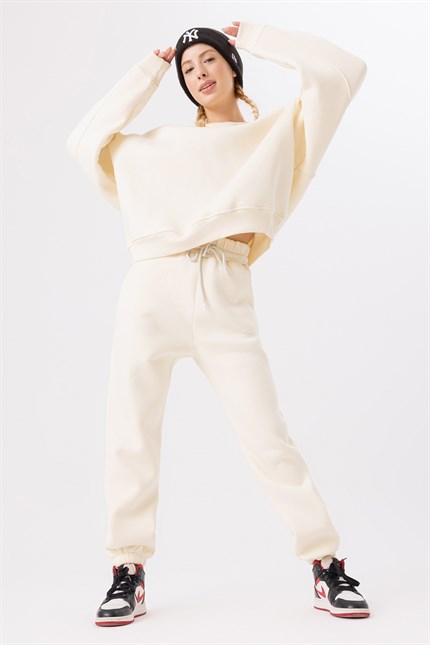 Kadın Jogger Krem Eşofman Altı