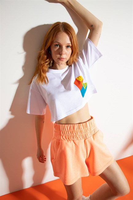 Kadın Kısa High Life Beyaz T-Shirt