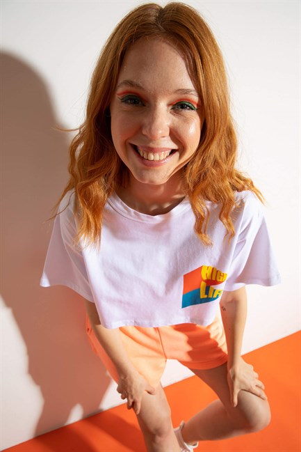 Kadın Kısa High Life Beyaz T-Shirt