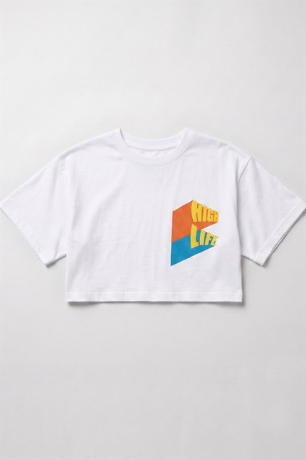 Kadın Kısa High Life Beyaz T-Shirt