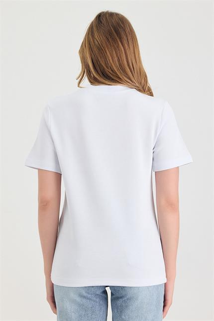 Kadın Kısa Kollu Basic Beyaz T-Shirt