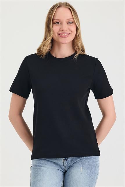 Kadın Kısa Kollu Basic Siyah T-Shirt