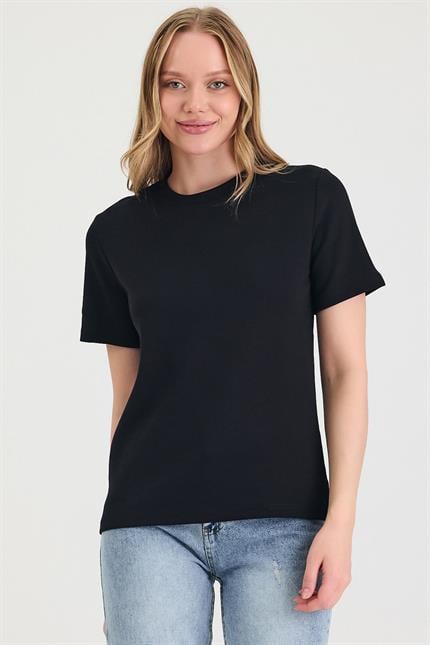 Kadın Kısa Kollu Basic Siyah T-Shirt