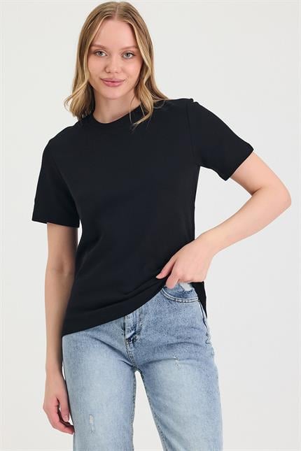 Kadın Kısa Kollu Basic Siyah T-Shirt
