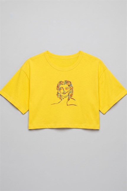 Kadın Kısa M.M. Sarı T-Shirt