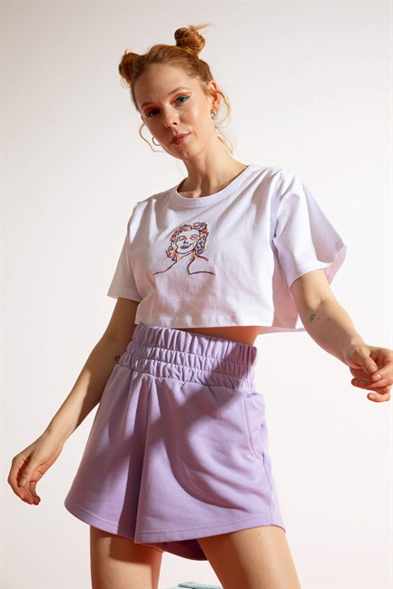 Kadın Kısa M.M. Beyaz T-Shirt