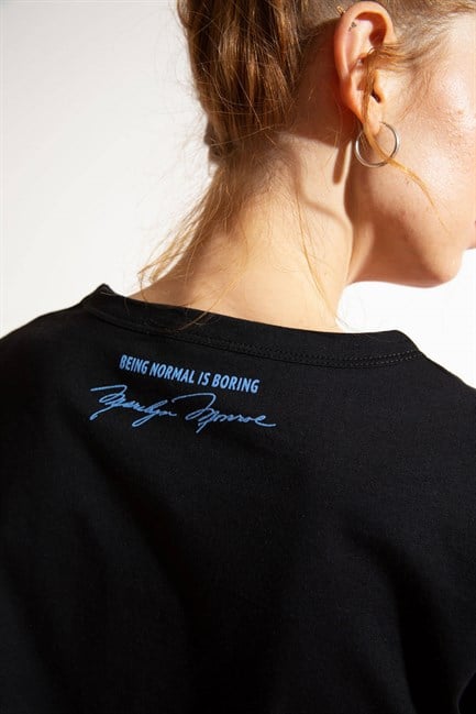 Kadın Kısa M.M. Siyah T-Shirt
