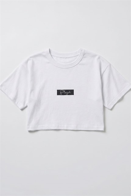 Kadın Kısa Player Beyaz T-Shirt