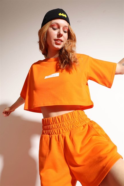 Kadın Kısa Player Turuncu T-Shirt