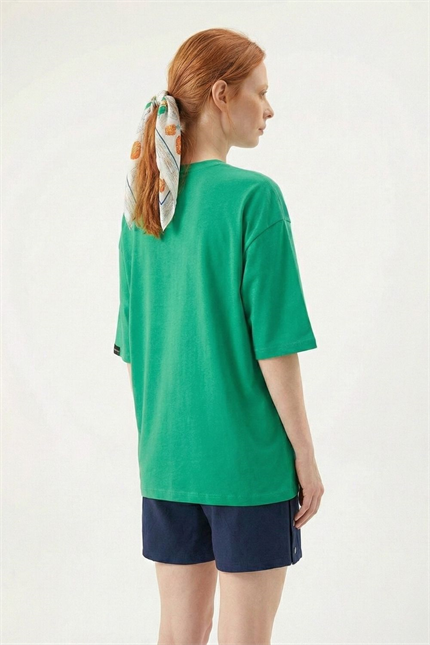 Kadın Plain Oversize Koyu Yeşil T-Shirt