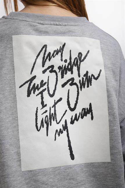 Kadın Burn Oversize Gri Sweatshirt