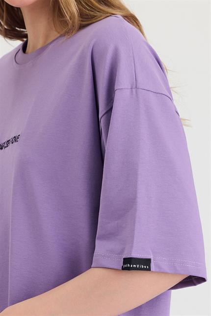 Kadın Self Love Oversize Mor T-Shirt