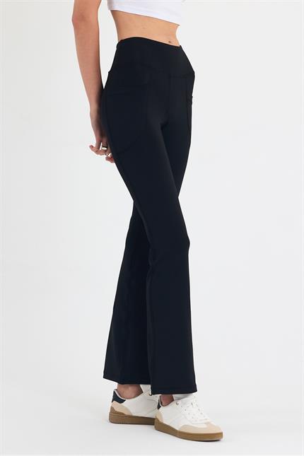 Kadın Siyah Bol Paça Tayt