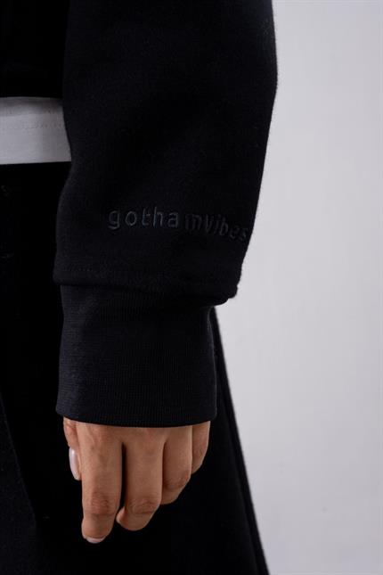 Kadın Siyah Fermuarlı Oversize Sweatshirt