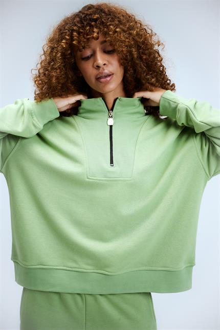 Kadın Timeless Fermuarlı Fıstık Yeşili Sweatshirt