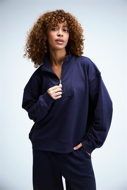 Kadın Timeless Fermuarlı Lacivert Sweatshirt