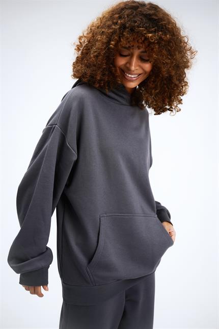 Kadın Timeless Oversize Antrasit Hoodie Sweatshirt