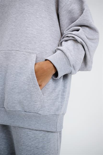 Kadın Timeless Oversize Gri Hoodie Sweatshirt