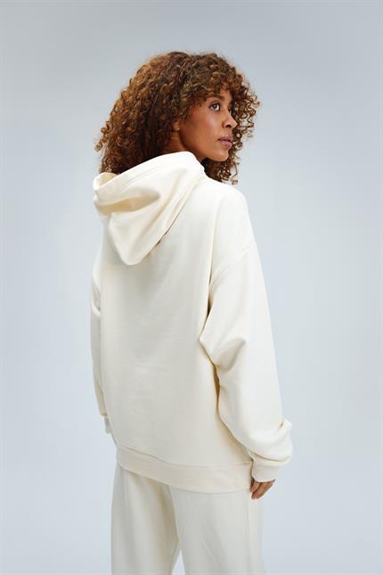 Kadın Timeless Oversize Krem Hoodie Sweatshirt
