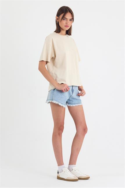 Kadın Timeless Oversize Krem T-Shirt