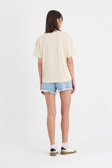 Kadın Timeless Oversize Krem T-Shirt