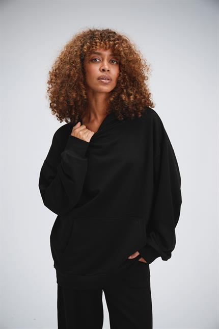 Kadın Timeless Oversize Siyah Hoodie Sweatshirt