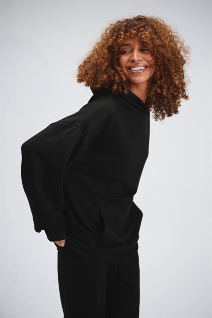 Kadın Timeless Oversize Siyah Hoodie Sweatshirt