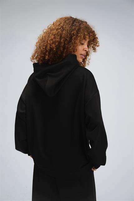 Kadın Timeless Oversize Siyah Hoodie Sweatshirt