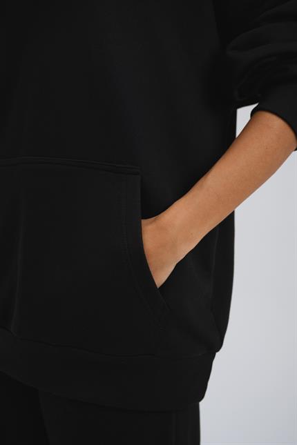 Kadın Timeless Oversize Siyah Hoodie Sweatshirt