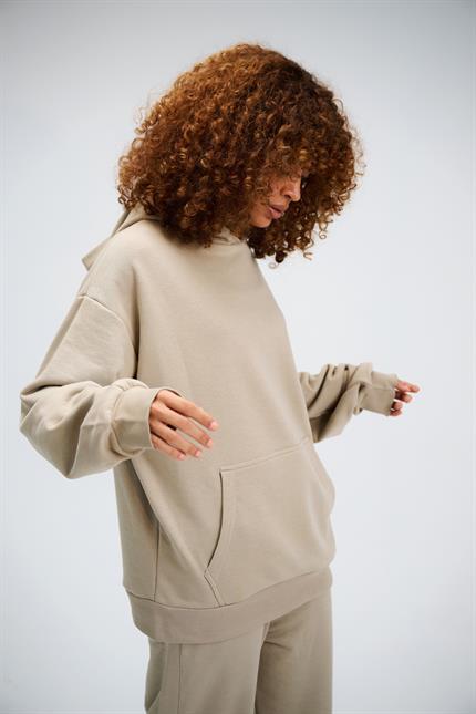 Kadın Timeless Oversize Vizon Hoodie Sweatshirt