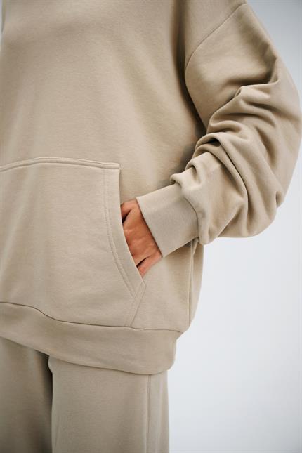 Kadın Timeless Oversize Vizon Hoodie Sweatshirt