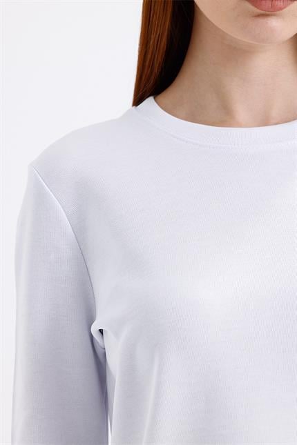 Kadın Uzun Kollu Basic Beyaz T-Shirt