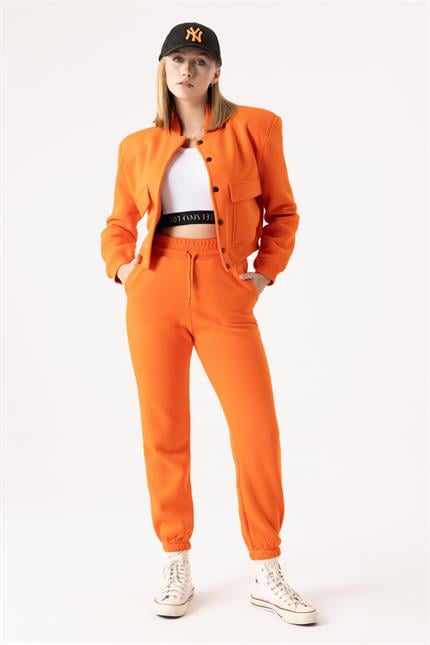 Kadın Vatkalı Alev Turuncu Ceket