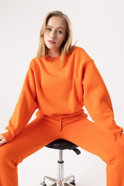 Kadın Vibe Oversize Alev Turuncu Sweatshirt