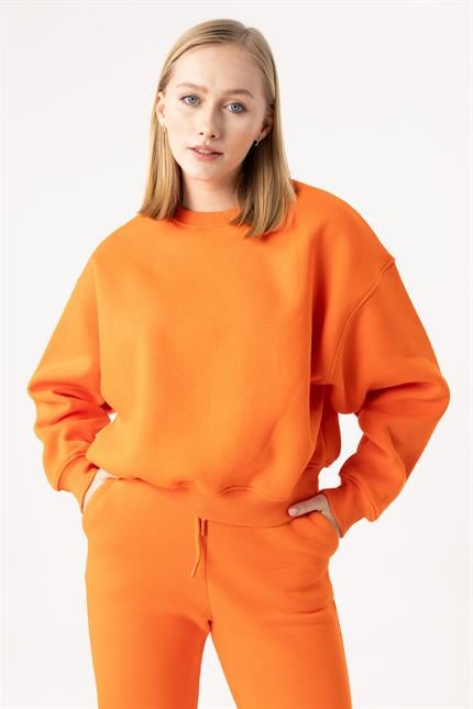 Kadın Vibe Oversize Alev Turuncu Sweatshirt