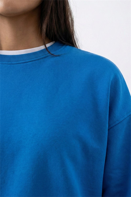 Kadın Vibe Oversize Mavi Sweatshirt