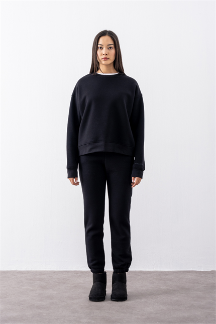 Kadın Vibe Oversize Siyah Sweatshirt