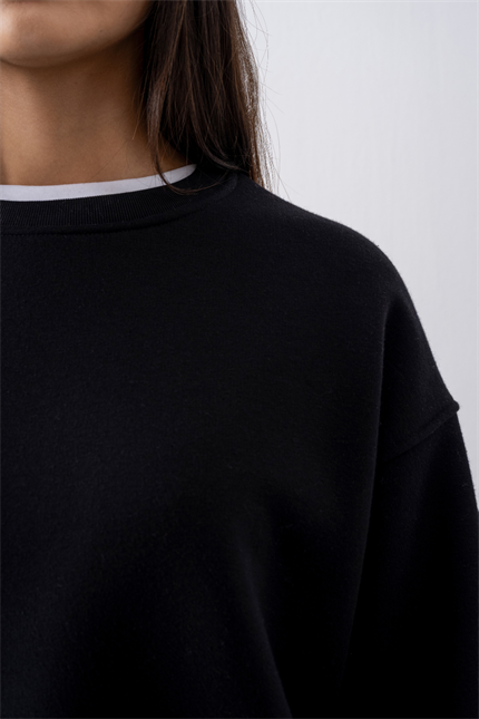 Kadın Vibe Oversize Siyah Sweatshirt