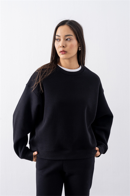 Kadın Vibe Oversize Siyah Sweatshirt