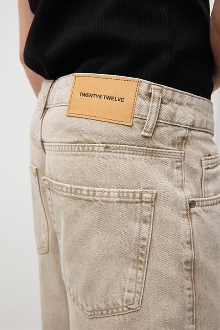 Erkek Loose Fit Bej Kot Pantolon