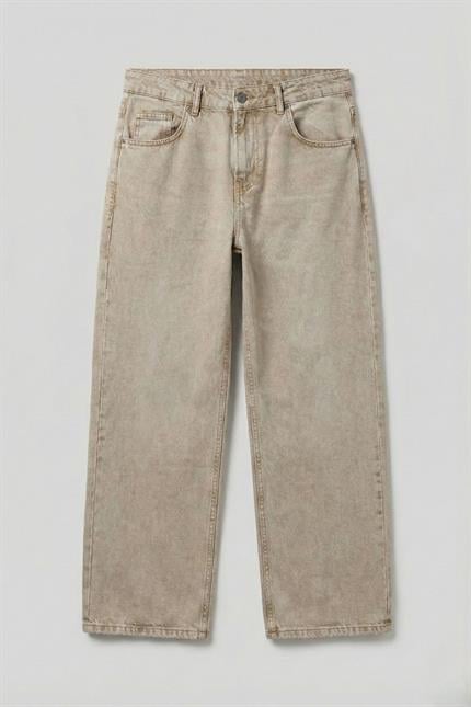 Erkek Loose Fit Bej Kot Pantolon