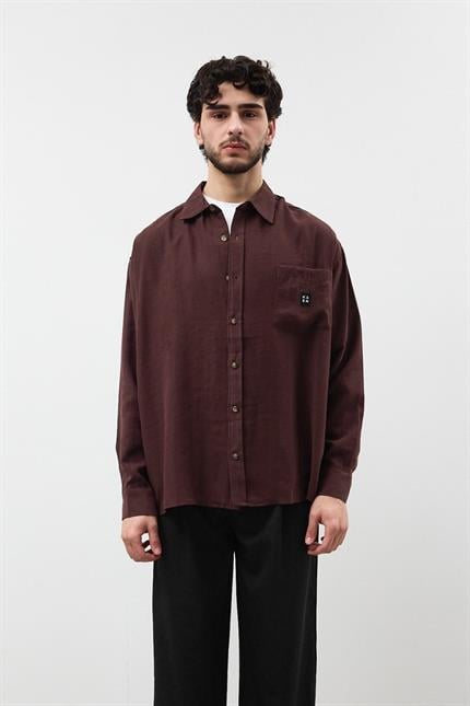 Erkek Modal Kiremit Dökümlü Gömlek