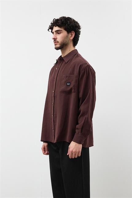 Erkek Modal Kiremit Dökümlü Gömlek