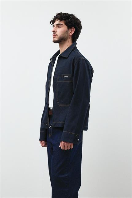 Erkek Oversize Fermuarlı Kot Ceket