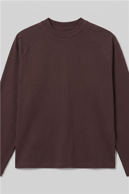 Reglan Uzun Kollu Kahverengi T-Shirt