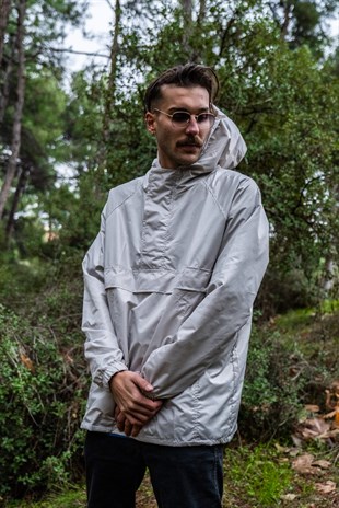 Erkek Gri Yağmurluk