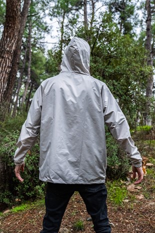 Erkek Gri Yağmurluk