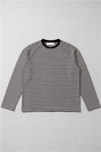 Reglan LS Çizgili Siyah-Gri T-Shirt