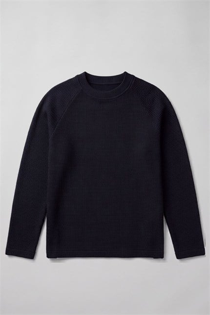 Waffle Reglan Uzun Kollu Lacivert T-Shirt
